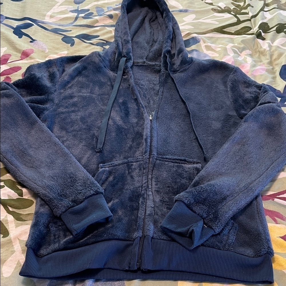 Super soft cozy zip up hoodie blue Sherpa